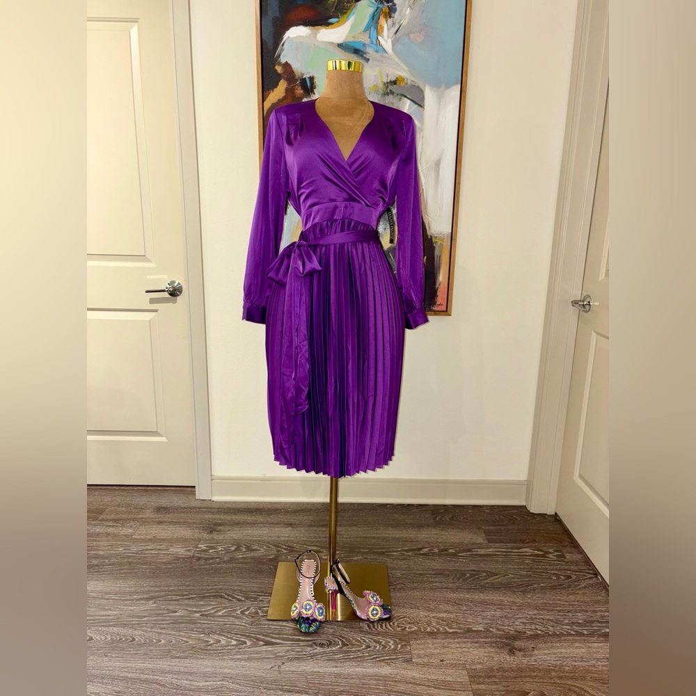 New York & Company Purple Wrap Sheath Dress